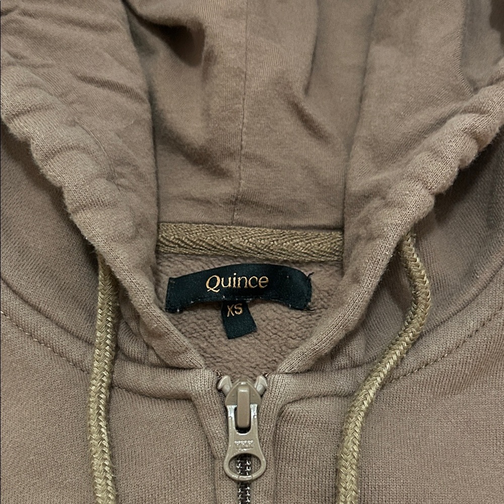 Quince Hoodie Women’s XS Taupe Organic Cotton Zip Up Super Soft - Picture 2 of 12
